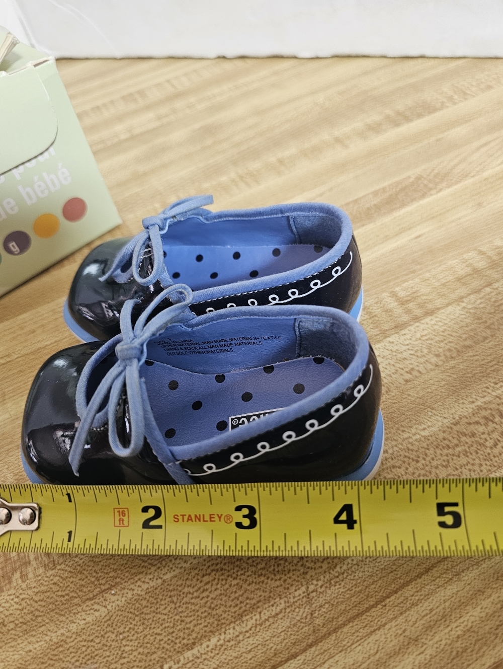 Vintage Gymboree Whale Watch Baby Shoes Navy Blue Patent Bow Crib Sz 1 Open Box - Picture 6 of 6